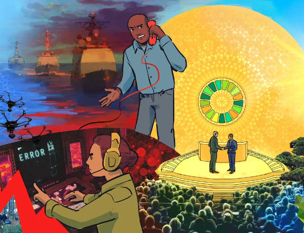 Left portion of the mural: governance experimentation and new institutions